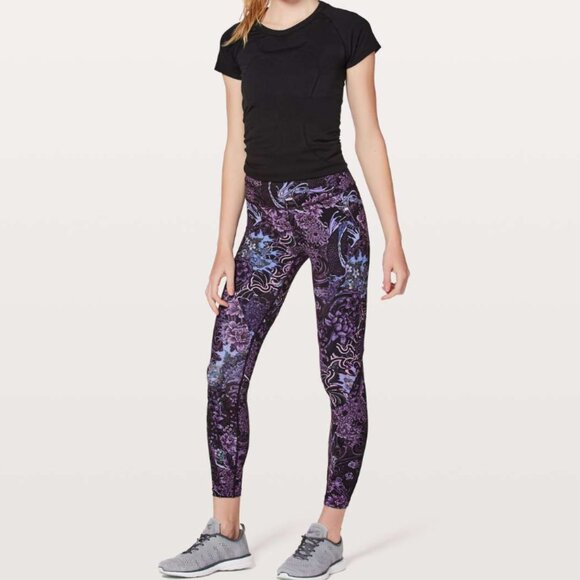 Lululemon Chasing Miles Tight 7/8 Memoir Multi Purple Nulux Running Reflective - Picture 1 of 14